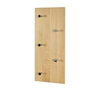 HAKU Perchero de pared haya, cromo, Madera maciza - Dim.: AN 60 cm x AL 25 cm x P 6 cm, Estilo: Moderno
