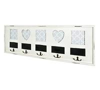 HAKU Perchero de pared para recibidor de MDF lacado en blanco antiguo, madera maciza lacada en blanco antiguo y metal, Medidas: An 77 x Al 26 x Pr 3 cm, Estilo: industrial