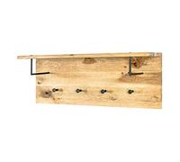 HAKU Perchero de pared roble aceitado, negro, Madera maciza, metal - Dim.: AN 80 cm x AL 30 cm x P 20 cm, Estilo: Moderno