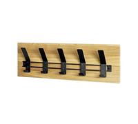 HAKU Perchero de pared roble, negro, Madera maciza, metal - Dim.: AN 60 cm x AL 20 cm x P 10 cm, Estilo: Moderno
