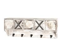 HAKU Perchero de Pared Vintage, Madera Maciza, Metal - Dim.: AN 65 cm x AL 25 cm x P 15 cm, Estilo: Industrial