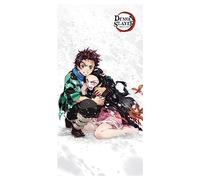 Halantex Demon Slayer Tanjiro y Nezuko Kamado - Toalla de Playa - 100% algodón - Tamaño 70 x 140 cm