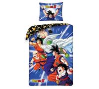 Halantex Juego de cama Dragonball Z Protagonistas Goku Pequeño Vegeta funda nórdica reversible 140 x 200 cm y funda de almohada 70 x 90 cm - Multicolor - 100% algodón, DB-1103BL