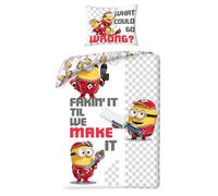 Halantex Juego de cama Minions We Make It Gru, mi villano favorito 4 - Funda nórdica 140 x 200 cm con funda de almohada 70 x 90 cm - 100% poliéster multicolor
