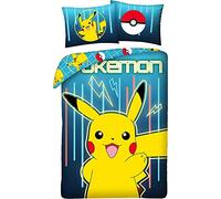 Halantex - Juego de ropa de cama Pokemon Picachu 140 x 200 cm Amarillo y Azul 2 piezas + 1 funda