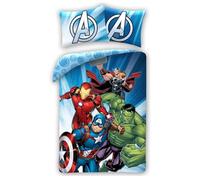 Halantex Juego de ropa de cama infantil de los Vengadores, funda nórdica de 140 x 200 cm + funda de almohada de 70 x 90 cm, 100% algodón, certificado Öko Tex