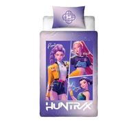 Halantex KPop Demon Hunters Huntrix & Saja - Juego de funda de edredón para | Ropa de cama para dormitorio infantil y sala de juegos, diseño reversible dos en uno, funda de almohada a juego con estampado