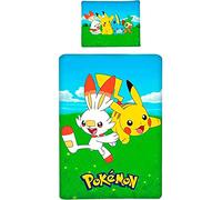 Halantex Pokemon - Juego de Funda nórdica de algodón (140 x 200 cm, Funda de Almohada de 70 x 90 cm)