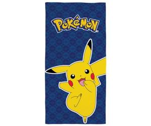 Halantex POKEMON PIKACHU Felice - Toalla de playa o baño - 100% algodón - Dimensiones: 70 x 140 cm - POK-1050T - Color azul