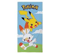 Halantex POKEMON PIKACHU y SCORBUNNY - Toalla de playa para baño - 100% algodón - Dimensiones: 70 x 140 cm - POK-491T