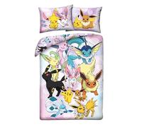 Halantex Pokémon Ropa de cama infantil de 135 x 200 cm con funda de almohada de 80 x 80 cm, juego de ropa de cama reversible de microfibra con cremallera, certificado Oeko-Tex, tamaño alemán