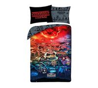 Halantex Stranger Juego de ropa de cama - Hawkins - Funda nórdica reversible de 140 x 200 cm + una funda de almohada de 70 x 90 cm - 100% poliéster óptima calidad - Multicolor