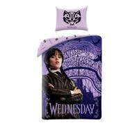 Halantex WEDNESDAY NEVERMORE ACADEMY - Funda nórdica de 140 x 200 cm con funda de almohada de 70 x 90 cm - 100% algodón multicolor