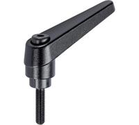 HALDER 24400.0044 Adjustable Clamping levers, Black, d1=14 mm / d2=M5 / l1=12 mm