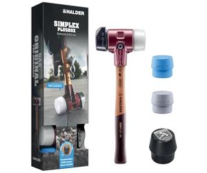 HALDER -Plusbox Starter Kit, SIMPLEX Schonhammer D60, composición de goma con soporte/superplástico, así como un TPE-soft y TPE-mid Schlageinsatz más abrebotellas | 3027s026