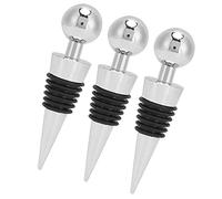 Halearo Sellador de Tapón de Botella de Vino de Cabeza Redonda Plateada Flexible de 3 Uds para Bar, Cocina, Fiesta, Junta de Silicona de Calidad Alimentaria, 3,5x0,8 Pulgadas