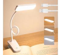 halercay Lampara lectura libro,luz para leer libros en la cama,Lámpara portátil para Libros, para leer en la cama Noche,trabajo,La luz suave hace que los ojos se sientan cómodos(Blanco)