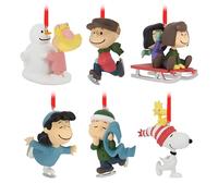 Hallmark Adornos coleccionables de Cacahuetes, Paquete de 6, Figuras de Actividades de Invierno de pandillas de Cacahuetes, Adornos Colgantes, Snoopy, Woodstock, Charlie Brown, Navidad