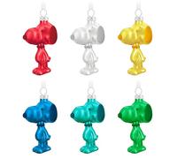 Hallmark Adornos de Cristal coleccionables de Cacahuetes, Paquete de 6, Figuras Coloridas de Snoopy, Adornos Colgantes, Navidad, Rojo, Blanco, Amarillo, Azul, Verde