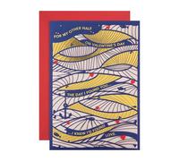 Hallmark Better Half - Tarjeta de San Valentín para la mitad mejor, diseño abstracto del mar, día de San Valentín, con sobre, azul, dorado