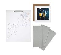 Hallmark Bolsa de regalo de celebración, papel de regalo y paquete de tarjetas - 1 bolsa de regalo grande, 3 hojas de papel de seda y 1 tarjeta de galería en 3 diseños contemporáneos