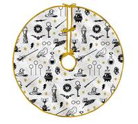 Hallmark Harry Potter - Falda para árbol de Navidad, 121,9 cm, Tela de Felpa, Color Blanco, Dorado