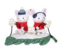Hallmark Keepsake Adorno de Navidad 2024, Ratones Felices con Guirnalda de Palomitas de maíz, Regalos Familiares