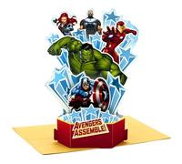 Hallmark Paper Wonder Avengers - Tarjeta de cumpleaños desplegable (Iron Man, Hulk, Capitán América)
