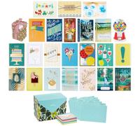 Hallmark Paquete de 24 tarjetas de felicitación hechas a mano en caja surtidas, vegetación moderna, cumpleaños, baby shower, boda, condolencias, pensando en ti, tarjetas de agradecimiento