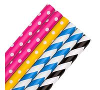 Hallmark Paquete de papel de regalo multiocasión - 6 rollos en 4 colores y 2 diseños estampados