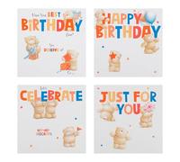 Hallmark Paquete múltiple de tarjetas de cumpleaños, tarjetas de cumpleaños mixtas, paquete de 20, diseño de 4 Forever Friends, osos, blanco, rojo, azul