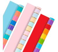 Hallmark Rollos de papel de regalo arcoíris para graduación, cumpleaños, boda, todas las ocasiones. Papel de regalo a rayas coloridas (juego de 3 rollos reversibles: 75 pies cuadrados)