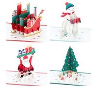 Hallmark Signature Paper Wonder - Surtido de tarjetas navideñas desplegables (4 tarjetas navideñas con sobres)