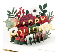 Hallmark Signature Paper Wonder - Tarjeta de Navidad desplegable (Happy Holidays), diseño de flores de invierno