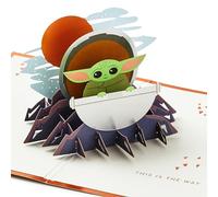 Hallmark Star Wars: The Mandalorian, tarjeta 3D y desplegable para cualquier ocasión, Grogu y cápsula espacial, cumpleaños, día del padre, hijo, papá, sobrino, tema espacial, cobre