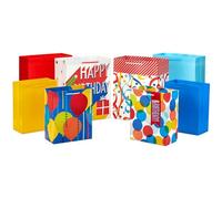 Hallmark Surtido de bolsas de regalo de cumpleaños (8 bolsas: 4 medianas de 9 pulgadas, 4 grandes de 13 pulgadas) para niños, maestros, nietos, adultos, hermanos, fiestas