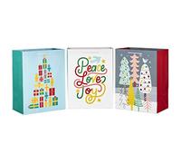 Hallmark Surtido de bolsas de regalo extragrandes de 43 cm, 3 diseños de árboles, Jumbo, brillante y atrevido