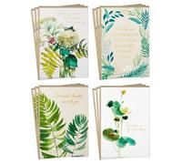 Hallmark Surtido de tarjetas de condolencias, verde acuarela (12 tarjetas surtidas de pensamiento en ti con sobres)