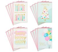 Hallmark Surtido de tarjetas de cumpleaños, 16 tarjetas con sobres (pastel, velas, globos)