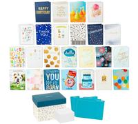 Hallmark Surtido de tarjetas de felicitación para todas las ocasiones: 48 tarjetas y sobres con caja organizadora (lunares), cumpleaños, baby shower, condolencias, pensamiento en ti y tarjetas de