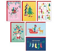 Hallmark Surtido de tarjetas de Navidad en caja, colorido vintage (6 diseños, 24 tarjetas con sobres)