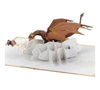 Hallmark Tarjeta 3D y desplegable para cualquier ocasión, cumpleaños, día del padre, Harry Potter y el cáliz de fuego, dragón, fantasía, oro, marrón