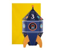 Hallmark Tarjeta de 3er cumpleaños para hijo, diseño de cohete emergente en 3D