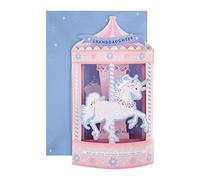 Hallmark Tarjeta de cumpleaños 3D para nieta, diseño de carrusel de unicornio lindo