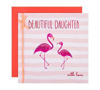 Hallmark Tarjeta de cumpleaños grande para hija, diseño contemporáneo de flamenco rosa