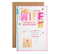 Hallmark Tarjeta de cumpleaños para esposa, diseño de osos de amigos para siempre, rosa, azul