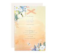 Hallmark Tarjeta de cumpleaños para esposa, diseño floral, verso sincero, naranja