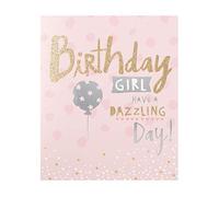 Hallmark Tarjeta de cumpleaños para niña, diseño divertido con purpurina y papel de aluminio