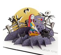 Hallmark Tarjeta de felicitación 3D y desplegable, Pesadilla antes de Navidad, Jack Skellington y Sally, cumpleaños, aniversario, día de San Valentín, negro, morado, amarillo