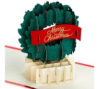 Hallmark Tarjeta de Navidad, diseño de corona festiva, tarjeta 3D y desplegable, deseos de Navidad, verde, rojo
